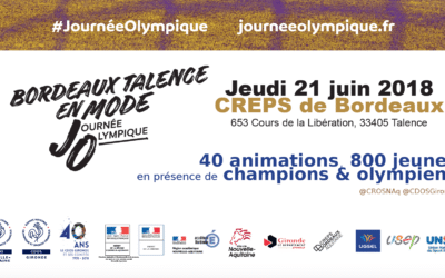 Bordeaux-Talence en mode #JourneeOlympique jeudi 21 juin CREPS de Bordeaux