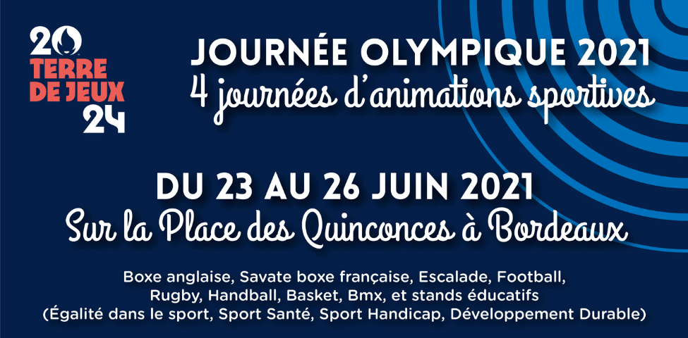 Du 23 au 26 juin la Journée Olympique et Paralympique s’installe sur la place des Quinconces de Bordeaux.