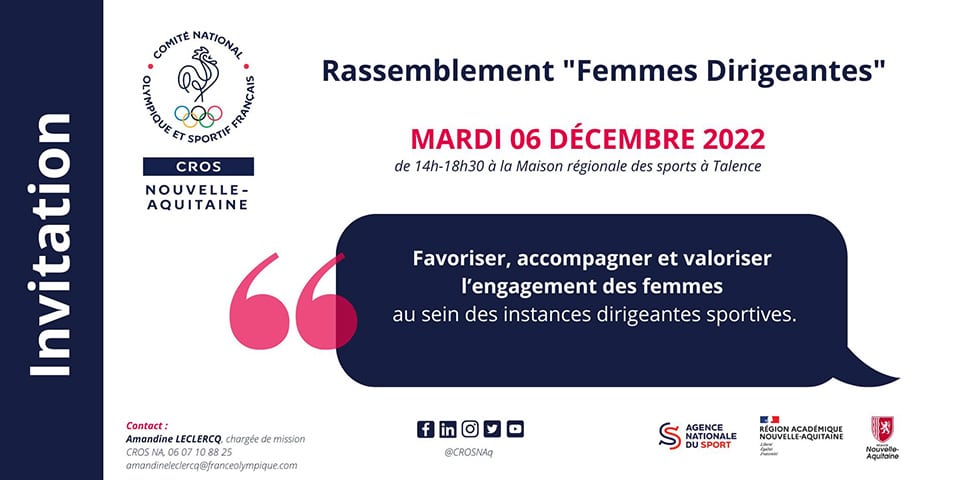 Rassemblement régional “Femmes Dirigeantes” – Inscrivez-vous !