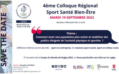 4ème Colloque Régional Sport Santé Bien-Etre le mardi 19 septembre – inscrivez-vous !